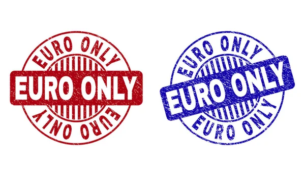 Grunge EURO ONLY Textured Round Stamp Seals — Stock Vector