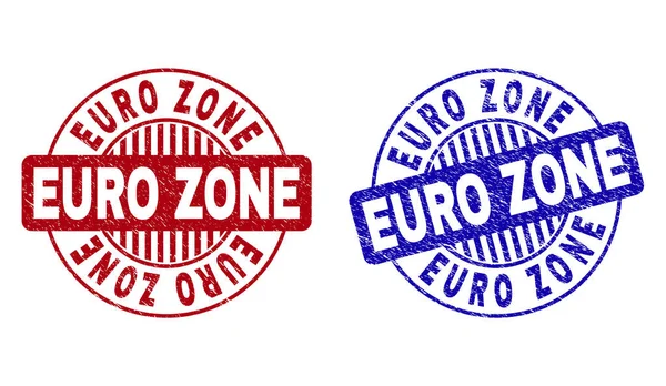 Grunge EURO ZONE Textured Round Watermarks — Stock Vector