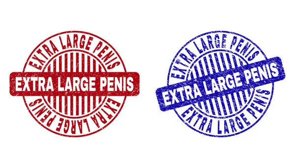 Grunge EXTRA LARGE PENIS Scratched Round Stamp Seals - Stok Vektor
