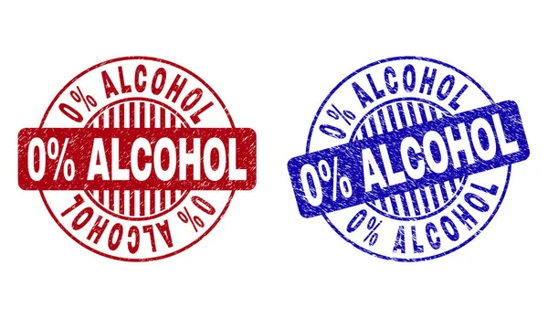 Grunge 0 Pour cent cachets ronds texturés ALCOHOL — Image vectorielle