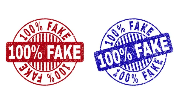 Grunge 100 Pour cent FAKE rayé filigranes ronds — Image vectorielle