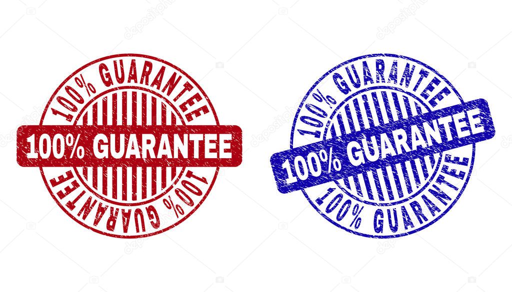 Grunge 100 Percents GUARANTEE Scratched Round Stamps