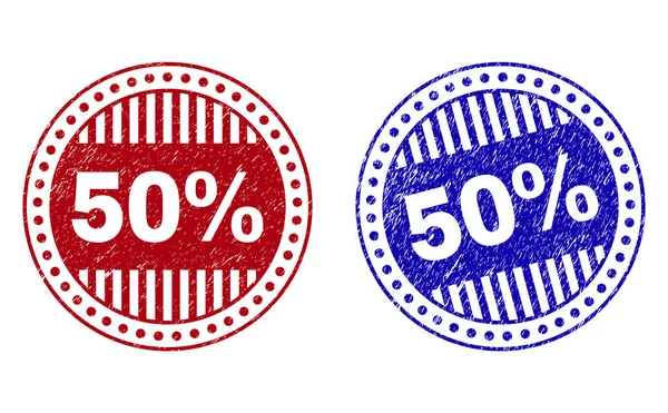 Grunge 50% francobolli rotondi graffiati — Vettoriale Stock