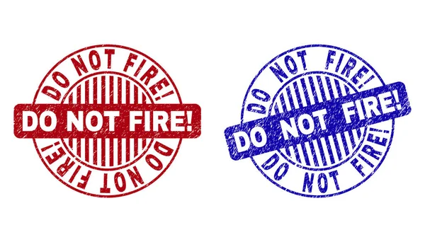 Grunge DO NOT FIRE Exclamation Scratched Round Stamps - Stok Vektor