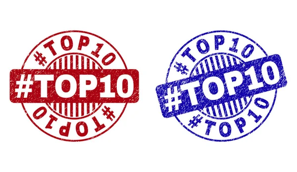 Grunge hashtag Top10 çizik yuvarlak pullar