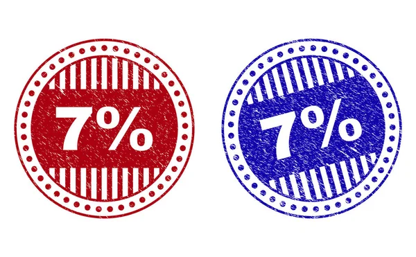 Grunge 7 Percentagens texturizadas selos de selo redondo — Vetor de Stock