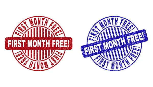 Grunge FIRST MONTH FREE Sclamation Scratched Round Watermarks — стоковый вектор