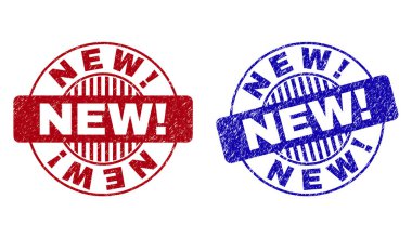 Grunge yeni ünlem çizilmiş yuvarlak pullar