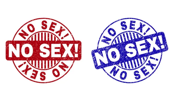 Grunge NO Sex Exclamation Scratched Round Stamp Seals — стоковый вектор