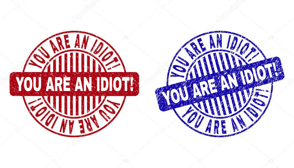 Grunge YOU ARE AN IDIOT Exclamation Textured Round Stamps