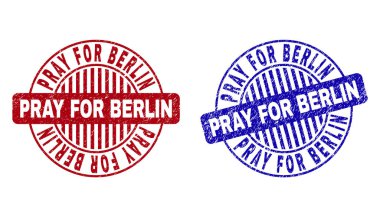 Berlin Scratched Yuvarlak Pul Mühürler için Grunge Dua