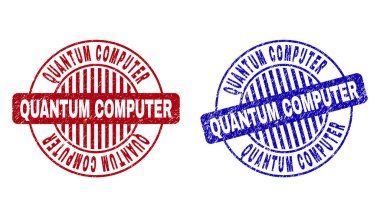 Grunge Quantum Bilgisayar Çizik Yuvarlak Pullar