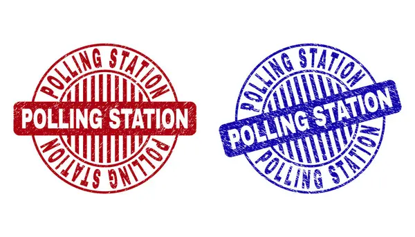 GRunge POLLING STATION Selos redondos riscados — Vetor de Stock