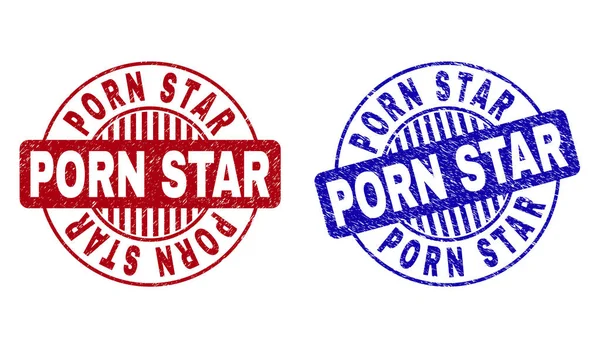 Grunge PORN STAR Guarnizioni di francobolli rotondi graffiati — Vettoriale Stock
