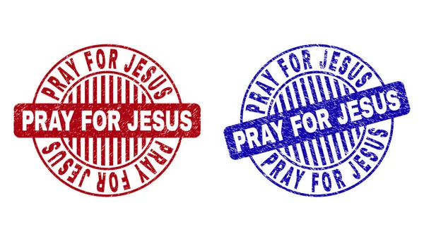 Grunge PRAY для JESUS подряпаних круглих водяних знаків — стоковий вектор
