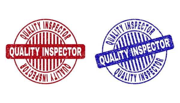 Grunge QUALITY INSPECTOR Textured Round Stamp Seals — Stock Vector