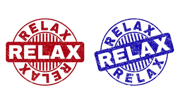 Grunge RELAX Sellos redondos rayados — Vector de stock