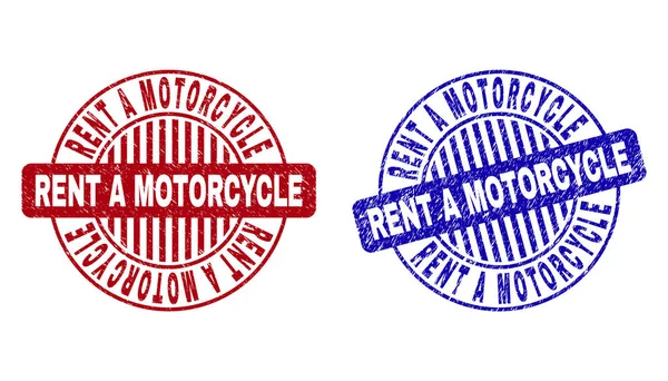 Grunge rent a motorcycle textured round stamp seals — Stockvektor