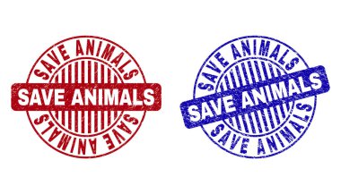 Grunge Save Animals Dokulu Yuvarlak Pul Mühürler