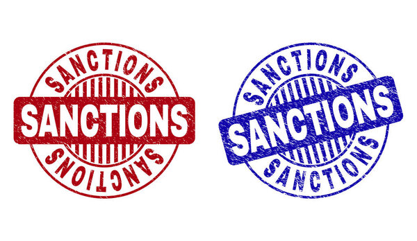 Grunge SANCTIONS Scratched Round Stamp Seals
