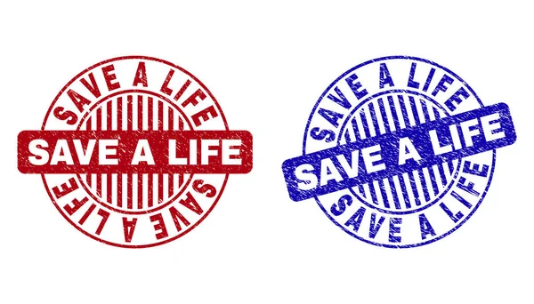 Grunge Save A Life Dokulu Yuvarlak Pul Mühürler — Stok Vektör