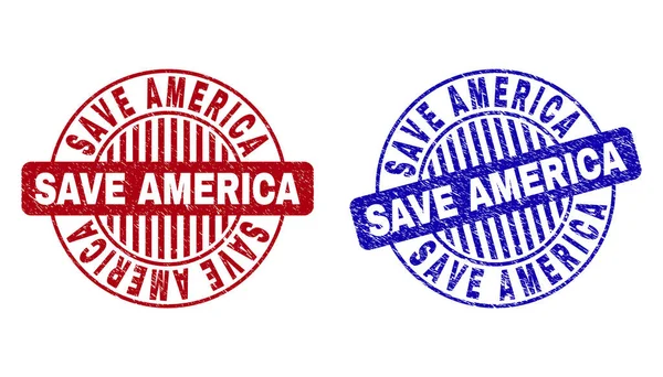 Grunge SAVE AMERICA Filigranes ronds rayés — Image vectorielle