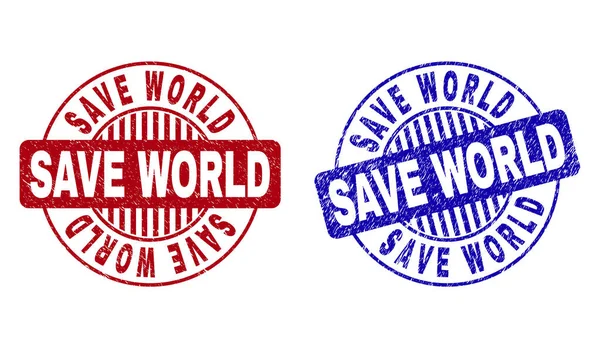 Гранж SAVE Світ Текстуровані круглі водяні знаки — стоковий вектор