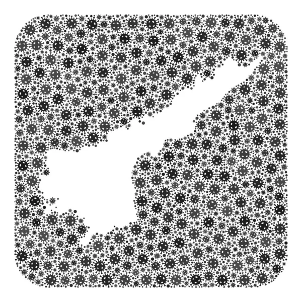 アンドラ・プラデーシュ州地図-パンデミック・ウイルス・コラージュと空の空間 — ストックベクタ