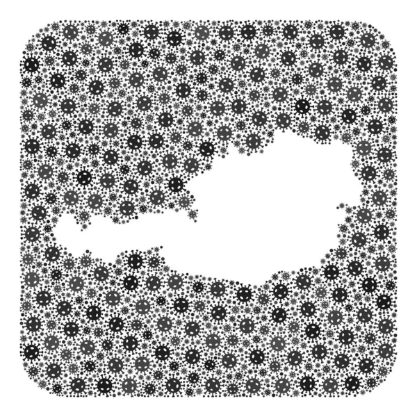 Mapa de Austria - SARS Virus Collage con Stencil — Vector de stock