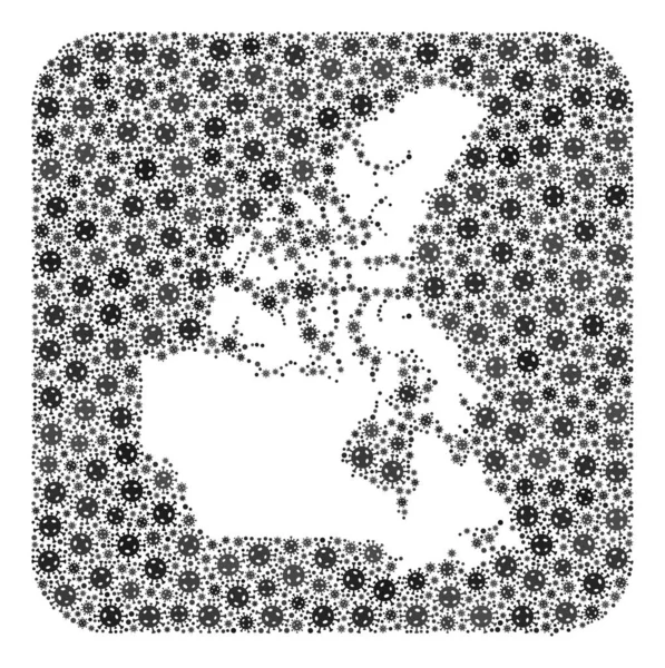 Mapa do Canadá - Colagem de vírus SARS com espaço subtraído — Vetor de Stock