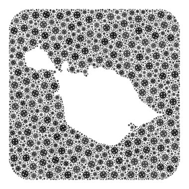 İşitme ve McDonald Adaları Haritası - Stencil ile Grip Virüsü Mozaiği