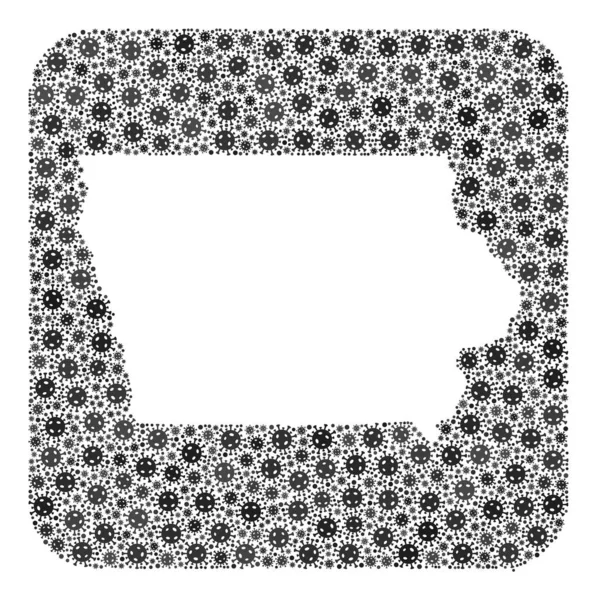 Karte des Bundesstaates Iowa - Covid Collage mit Leerraum — Stockvektor
