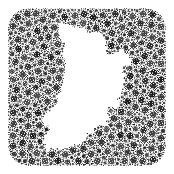 Mapa da província de Lleida - Mosaico do vírus pandêmico com estêncil —  Vetores de Stock