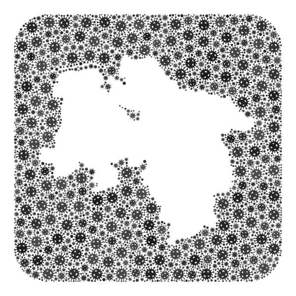 Mappa dello Stato della Bassa Sassonia - Coronavirus Mosaic with Stencil — Vettoriale Stock