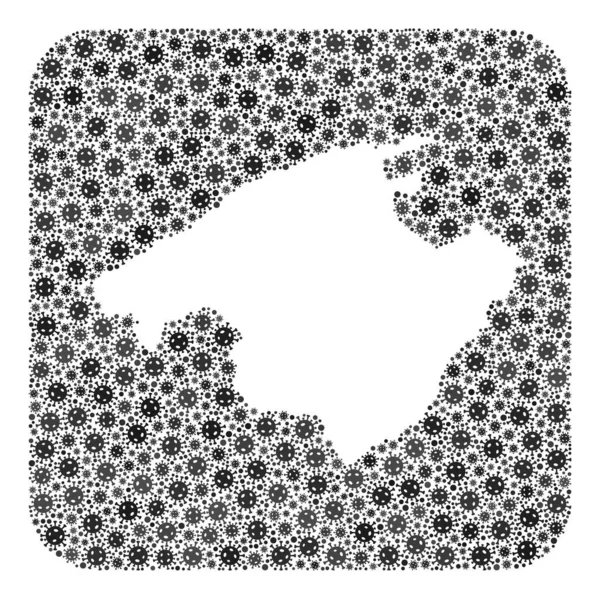 마요르카 지도 - 분포 공간이 있는 세계적 인 바이러스 모자이크 — 스톡 벡터