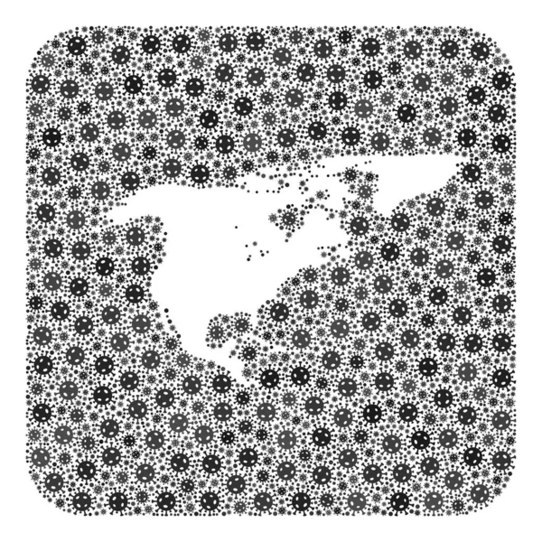 Mapa de América del Norte y Groenlandia - Collage de Virus de la Gripe con Plantilla — Vector de stock