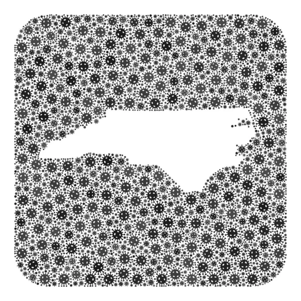 北卡罗莱纳州地图-带有模板的大流行性病毒群集 — 图库矢量图片