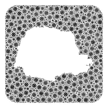 Parana Eyaleti Haritası - Kalıplı Coronavirüs Kolajı