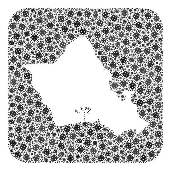 Mapa da Ilha de Oahu - Colagem de vírus da gripe com espaço subtraído — Vetor de Stock