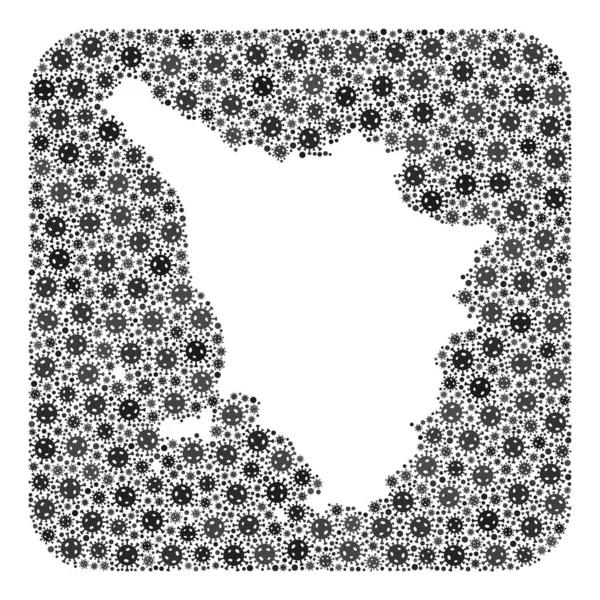 Carte de la région Toscane Collage du virus pandémique avec espace vide — Image vectorielle