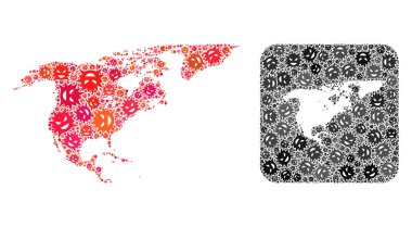 Kuzey Amerika ve Grönland 'ın Haritası - Çıkarılmış Boşluklu Virüs Kolajı