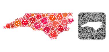 Kuzey Carolina Eyaleti Haritası - Boş Boşluklu Şeytani Virüs Mozaiği