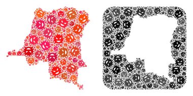 Demokratik Kongo Cumhuriyeti Haritası - Şablonlu Grip Virüsü Kolajı