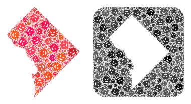 Washington DC Haritası - Stencil ile Şeytani Virüs Kolajı