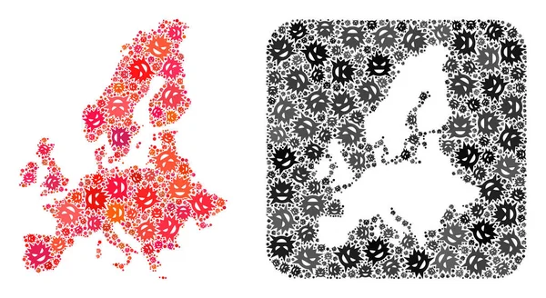 Kaart van de Euro-Unie - Infectie Collage met afgetrokken ruimte — Stockvector