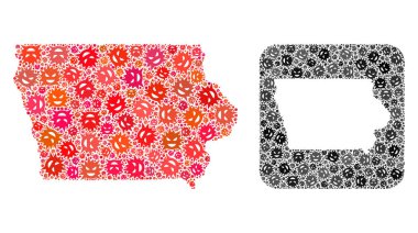 Iowa Eyaleti Haritası - Boş Boşluklu Virüs Mozaiği