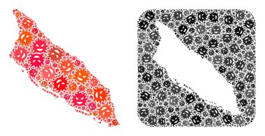 Aruba Adası Haritası - Delikli Şeytani Virüs Mozaiği