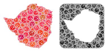 Zimbabwe Haritası - Virüs Mozaiği ve Stencil