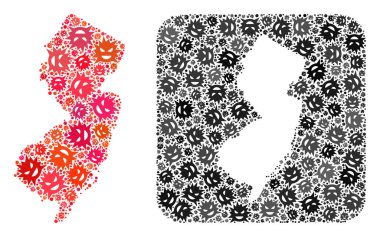 New Jersey Eyaleti Haritası - Stencil ile Grip Virüsü Mozaiği