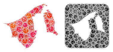 Brunei Haritası - Şablonlu Grip Virüsü Kolajı